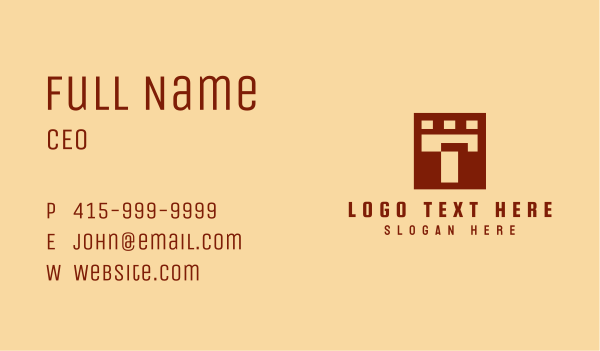 Brown Turret Letter T Business Card Design Image Preview