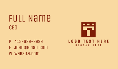 Brown Turret Letter T Business Card Image Preview