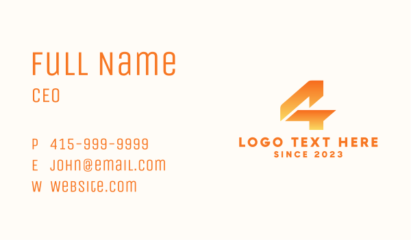 Number 4 Sports Team Business Card Design Image Preview