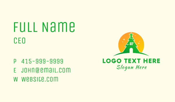 Sun Pine Tree House Business Card Design Image Preview