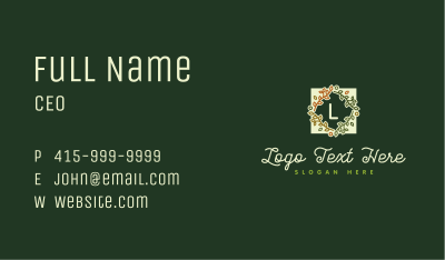 Vine Pattern Frame Lettermark Business Card Image Preview