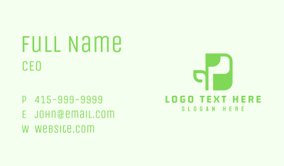 Green Plant Letter P Business Card Image Preview