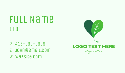 Organic Plant Heart  Business Card