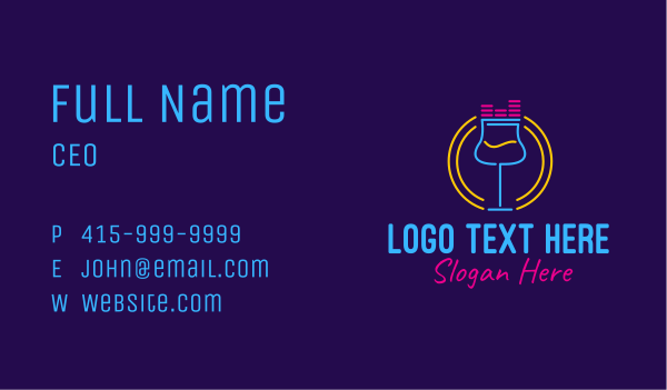 Neon Music Bar Business Card Design Image Preview
