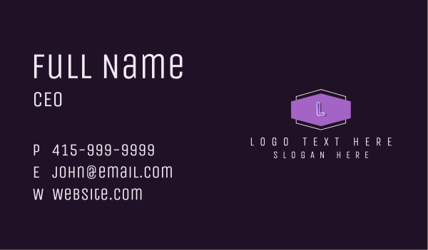 Purple H Badge Business Card Design Image Preview