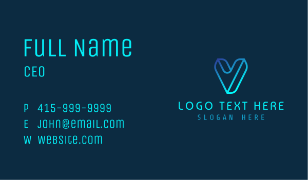 Blue Application Letter V Business Card Design Image Preview