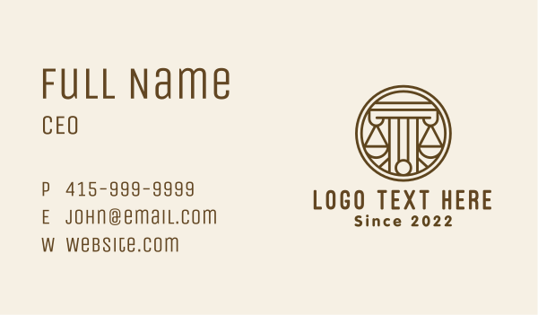 Justice Scale Column Business Card Design Image Preview