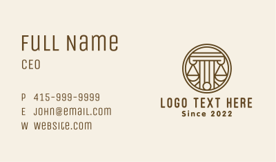 Justice Scale Column Business Card Image Preview