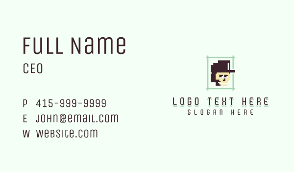 Pixelated Skull Cap Business Card Design Image Preview