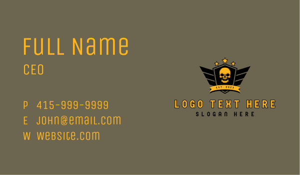 Airforce Skull Shield Business Card Design Image Preview