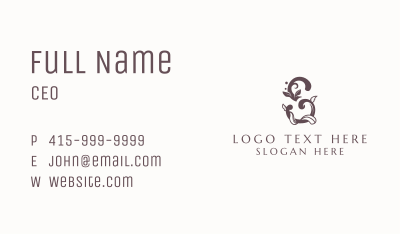 Elegant Vine Letter S Business Card Image Preview
