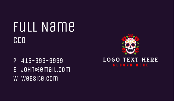 Mexican Skull Rose Business Card Design Image Preview