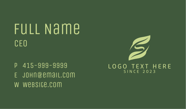 Eco Friendly Leaf Letter S  Business Card Design Image Preview