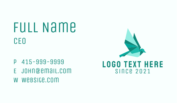 Green Pigeon Origami  Business Card Design Image Preview