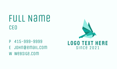 Green Pigeon Origami  Business Card Image Preview