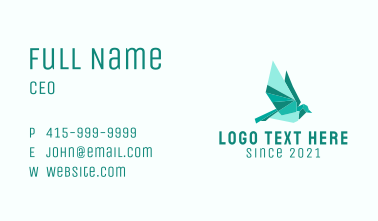 Green Pigeon Origami  Business Card