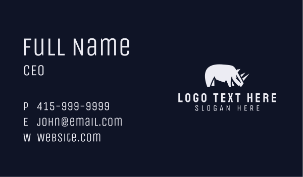 Wild Gray Rhino Business Card Design Image Preview