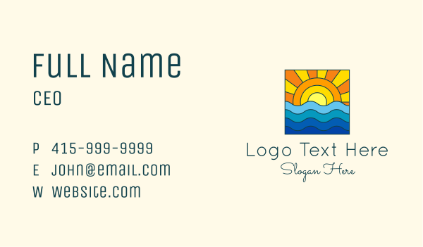 Summer Beach Sunset Business Card Design Image Preview