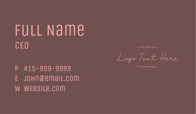 Pink Classy Handwritten Wordmark  Business Card Image Preview
