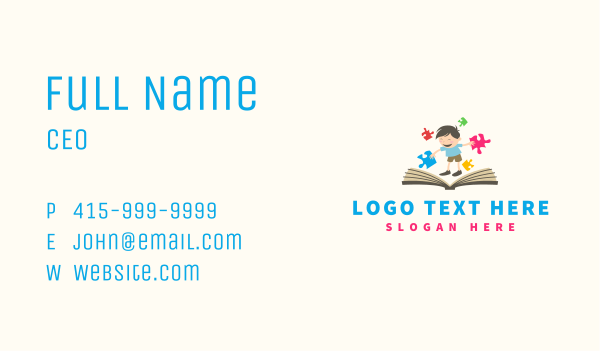 Puzzle Book Boy Business Card Design Image Preview