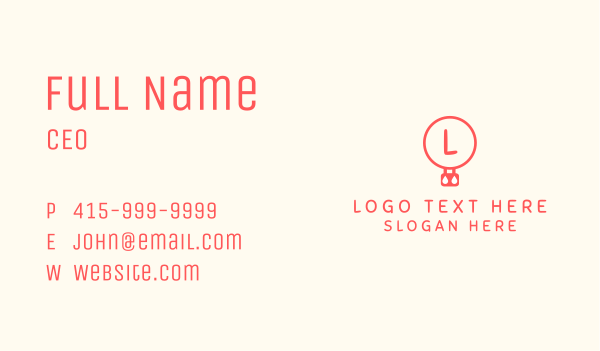 Minimalist Hot Air Balloon Letter Business Card Design Image Preview