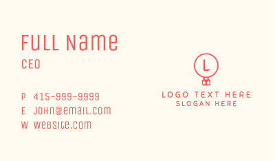 Minimalist Hot Air Balloon Letter Business Card Image Preview