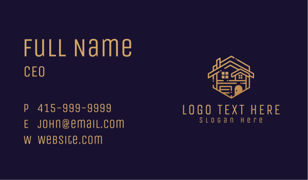 Gold House Real Estate Business Card Design Image Preview