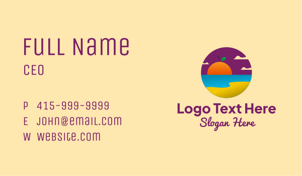 Orange Sunset Beach  Business Card Design Image Preview