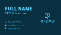 Blue Letter T Orbit Business Card Image Preview