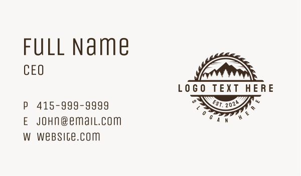 Carpentry Logging  Saw Business Card Design Image Preview