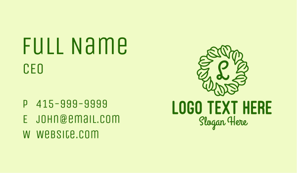 Leaf Vines Lettermark  Business Card Design