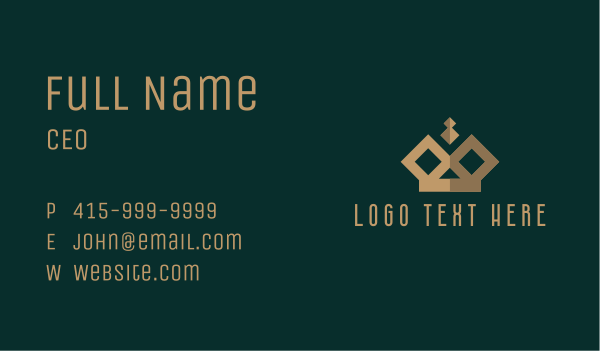Luxe Golden Crown  Business Card Design Image Preview
