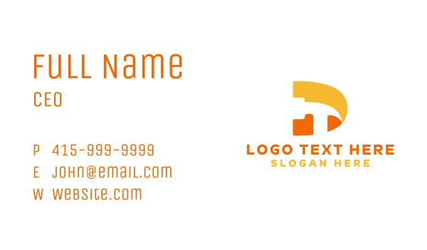Orange Hammer Letter D Business Card Design Image Preview
