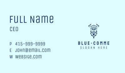 Blue Viking Warrior Business Card Image Preview