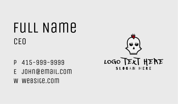 Mohawk Punk Skull Business Card Design Image Preview