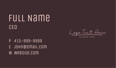 Elegant Script Wordmark Business Card Image Preview