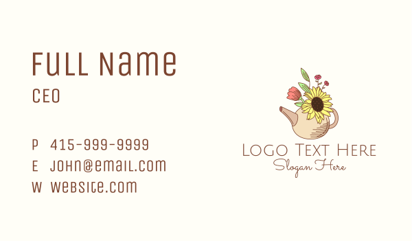 Floral Watering Pot Business Card Design Image Preview