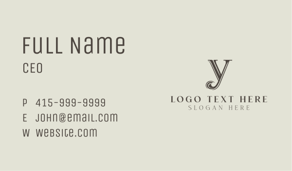Classic Stylish Letter Y Business Card Design Image Preview