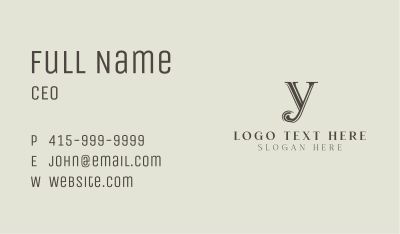 Classic Stylish Letter Y Business Card Image Preview