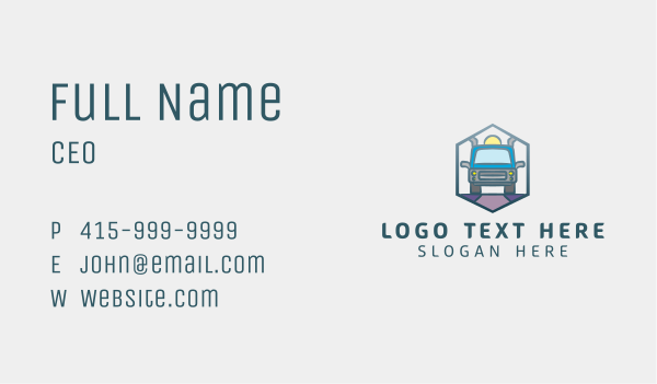 Hexagon Truck Logistics Business Card Design Image Preview