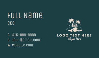Surfboard Palm Tree Business Card Image Preview