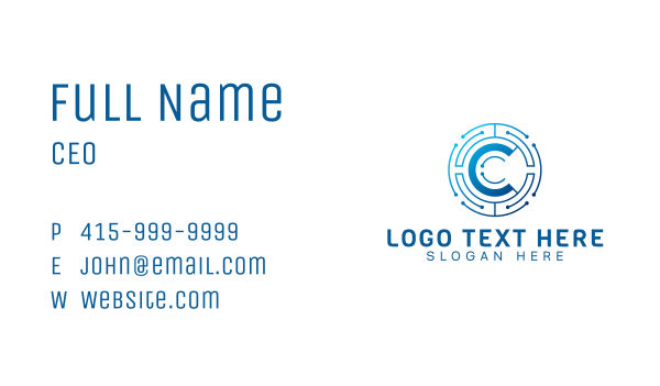 Tech Circuit Letter C Business Card Design Image Preview
