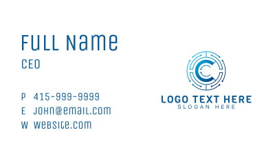 Tech Circuit Letter C Business Card Image Preview