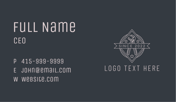 Pipe Wrench Badge Business Card Design Image Preview