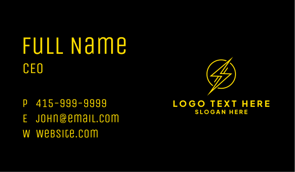 Lightning Neon Badge Business Card Design Image Preview