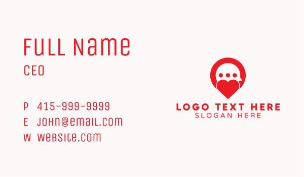 Red Heart Messaging Business Card Design Image Preview