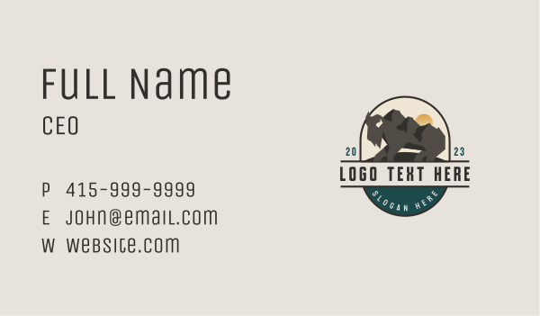 Bison Nature Mountain Business Card Design Image Preview