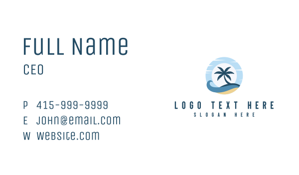 Palm Tree Island Wave Business Card Design Image Preview