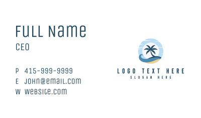 Palm Tree Island Wave Business Card Image Preview