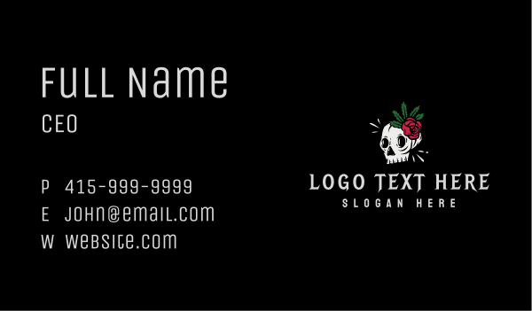 Punk Skull Rose Business Card Design Image Preview